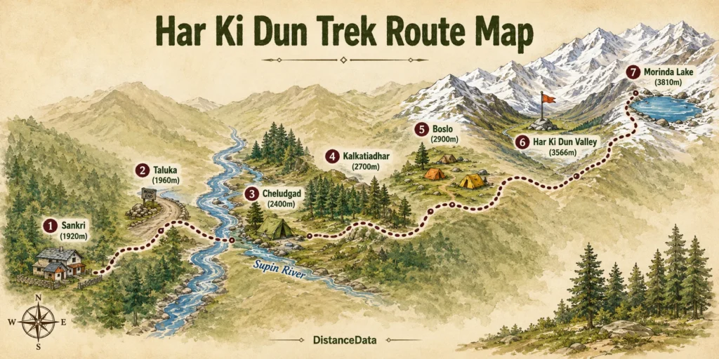 Hampta Pass Trek Route Map: Stage by Stage
