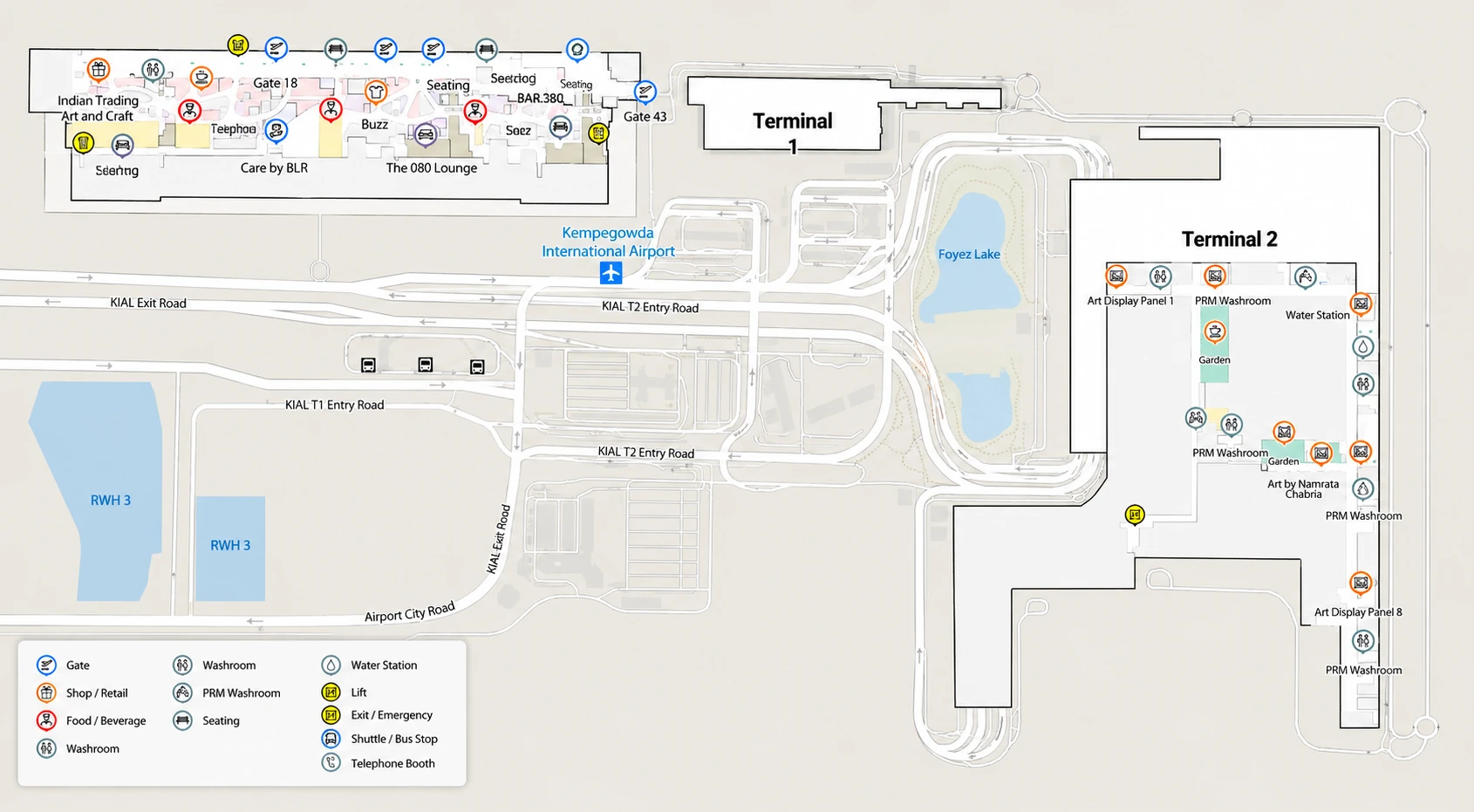 Bangalore Airport Terminal Map | Complete Layout Guide for T1 and T2