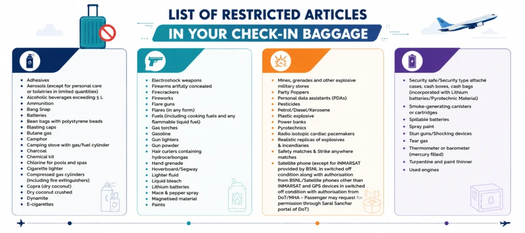 LIST OF RESTRICTED ARTICLES IN YOUR CHECK-IN BAGGAGE